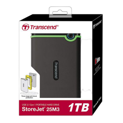 1TB Transcend (External/Portable Hard Drive (USB 3.1), StoreJet 25M3)