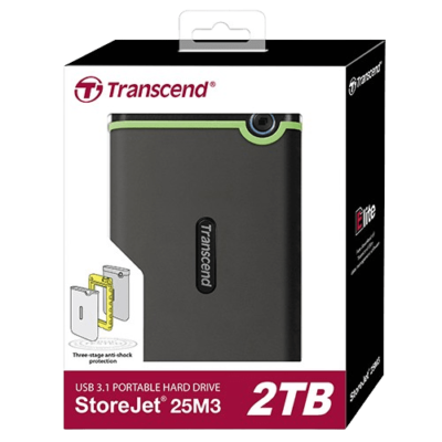 2TB Transcend (External/Portable Hard Drive (USB 3.1), StoreJet 25M3)