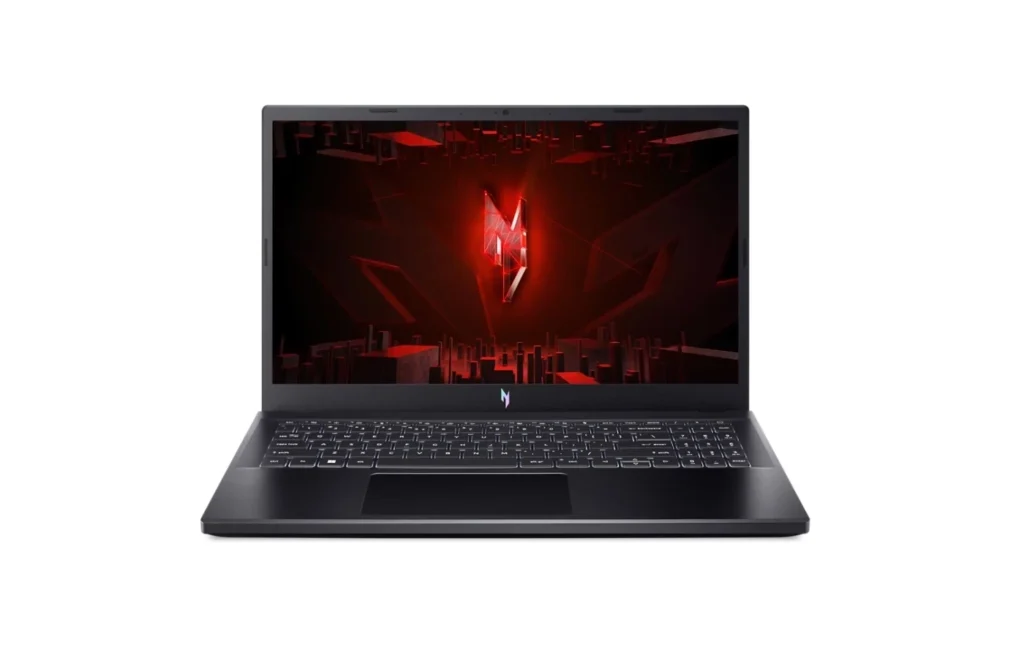 Acer Nitro V 15 i7 3050 gaming laptop front view with 165Hz FHD display and backlit keyboard.