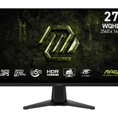MSI MAG 275QF E21 Gaming Monitor | 27″ (WQHD, 2560 x 1440) Rapid IPS Display | 210Hz (OC) | 16:9 | 1.07B Colors | 121% sRGB, 95% DCI-P3, 94% Adobe RGB | DisplayHDR 400 | HDMI 2.0b, DP 1.4a | Adjustable Tilt | VESA Mount Compatibility | 1 Year Warranty